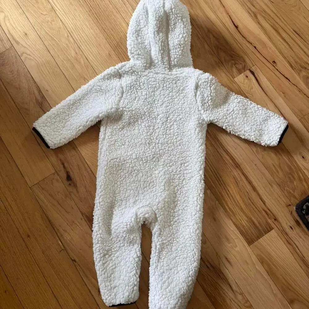 Adidas Baby Sherpa Hooded Bunting Suit 18M White
